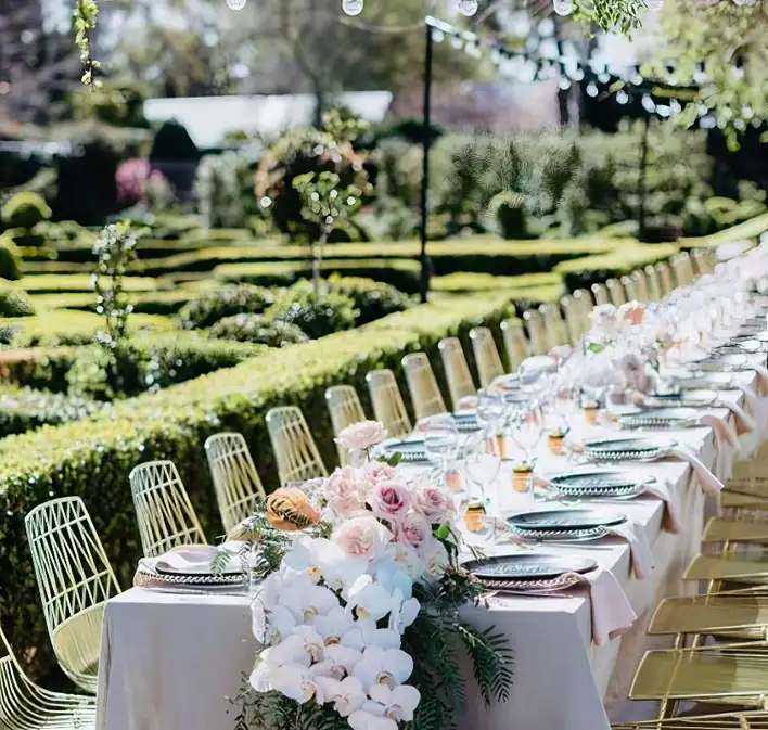 Gold wire chairs for events in Allawah