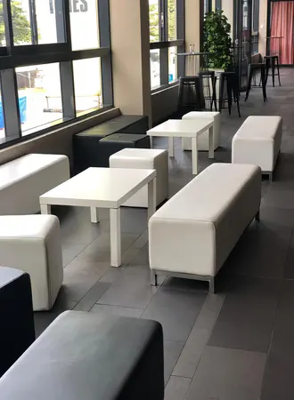 black ottoman cube for events