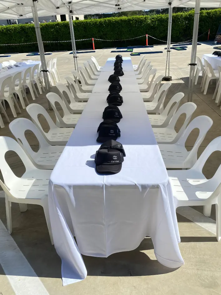White Tablecloth for events with Plastic Chairs for events