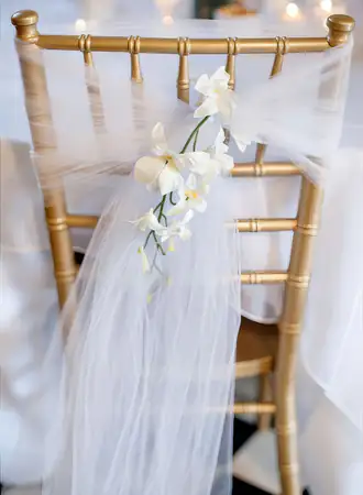 Gold Tiffany Chairs with Tulle