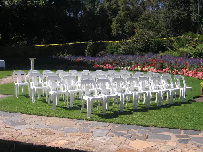 White plastic chairs being for events in Bonnet Bay