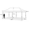 A 4mx8m pop-up marquee dimension chart for seating