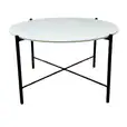 Black Cross Coffee Table Hire with white top