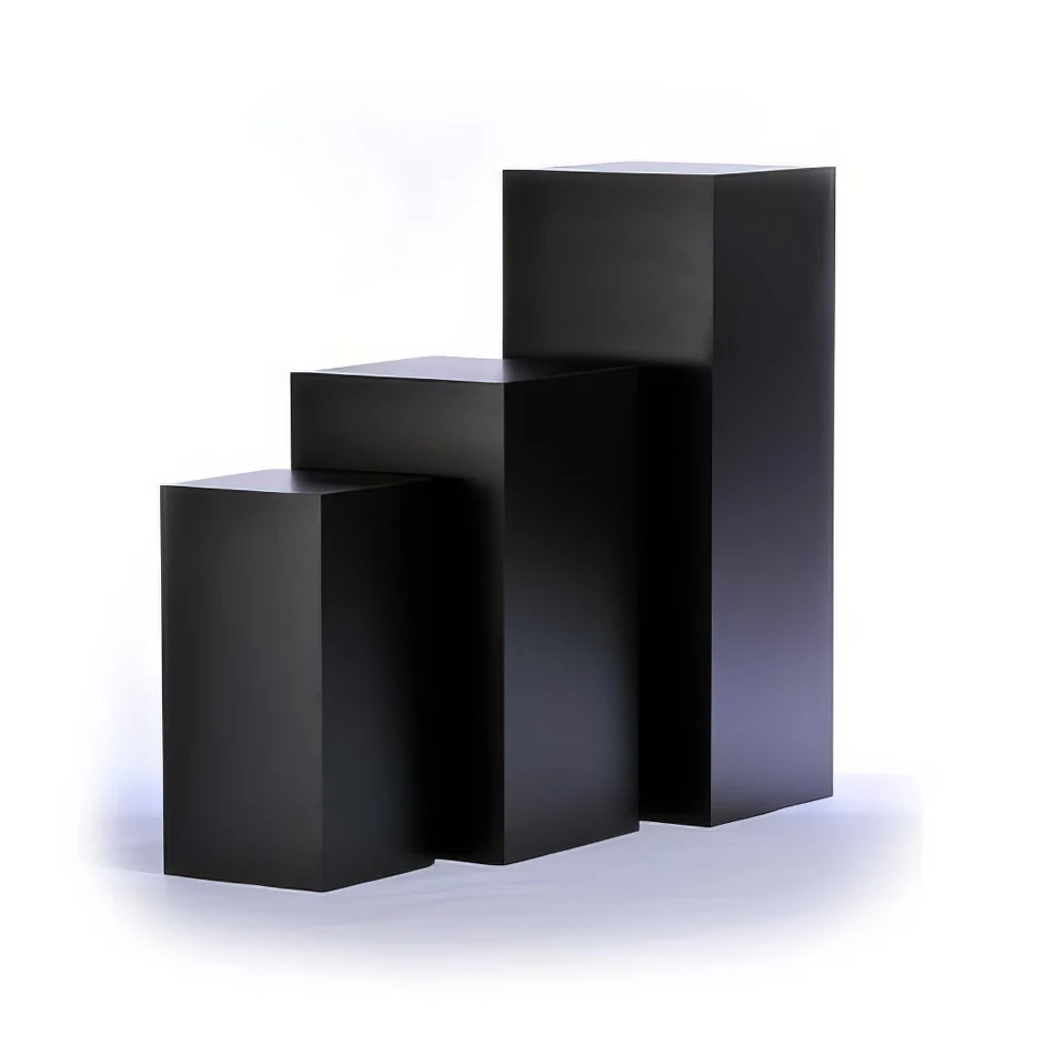 Black Square Acrylic Plinths Hire - Set Of 3