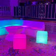 A colorful Glow Lounge Suite Hire in a room.