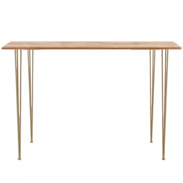 Gold Hairpin High Bar Table w/ Timber Top