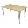 Gold Hairpin Banquet Table w/ Timber Top