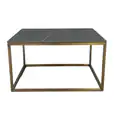 Rectangular Gold Coffee Table Hire w/ Black Top