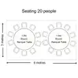 Seating arrangements for 20 people in a marquee