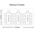 Seating arrangements for 27 people in a marquee