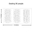 Seating arrangements for 36 people in a marquee