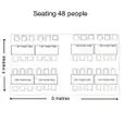 Seating arrangements for 48 people in a marquee