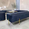 Our black velvet ottoman benches for hire