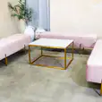 Our pink velvet ottoman benches for hire