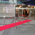 Our red carpet being hired for an outdoor entrance