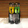 Two juice dispensers on a table next to each other, available for *240 Drinks* with our Slushie Machine Hire: Pkg 3.