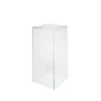 Clear square acrylic plinth used as a transparent display pedestal at an event