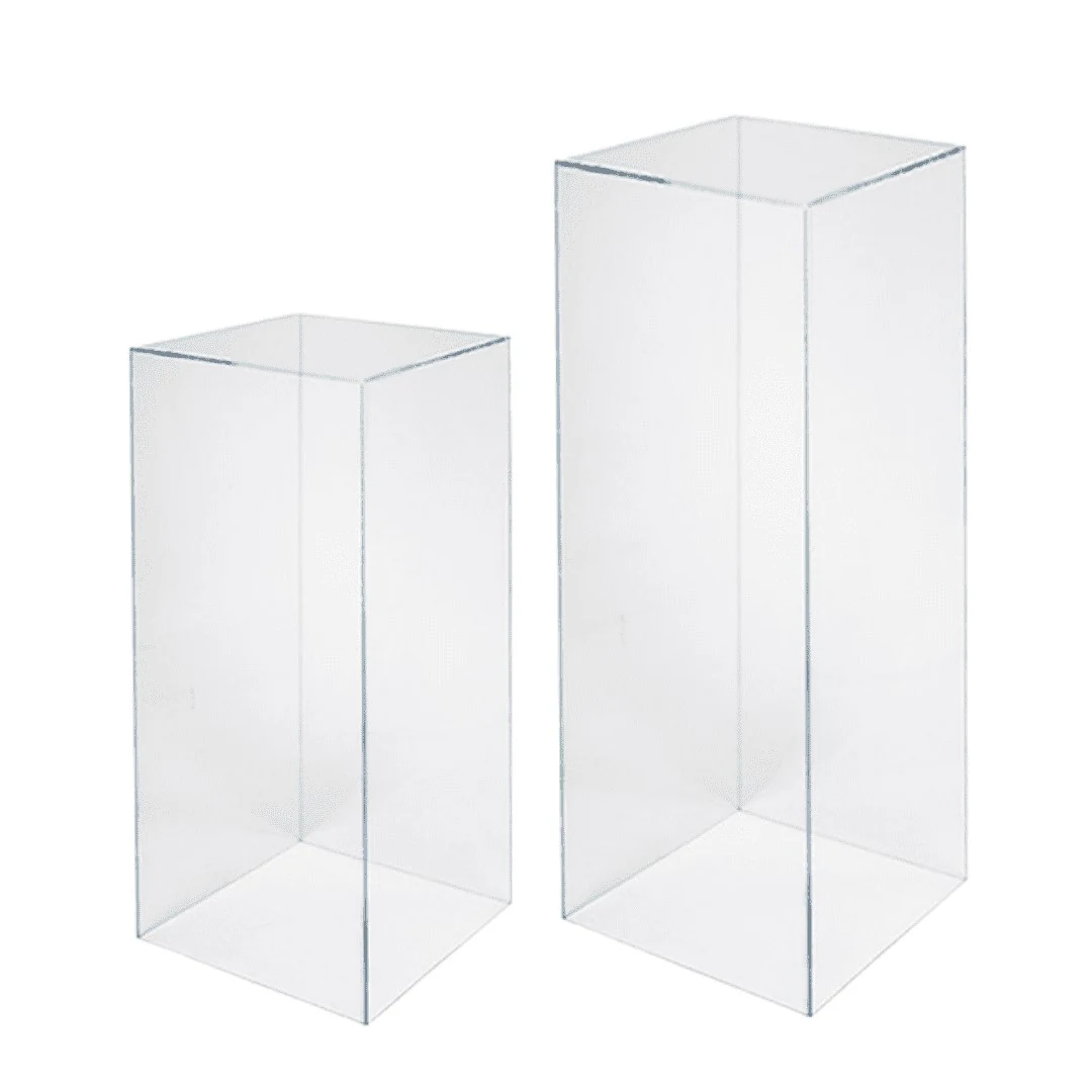 Clear Square Acrylic Plinth Hire - Set Of 2