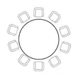 Circular table seating arrangements for a pop-up marquee