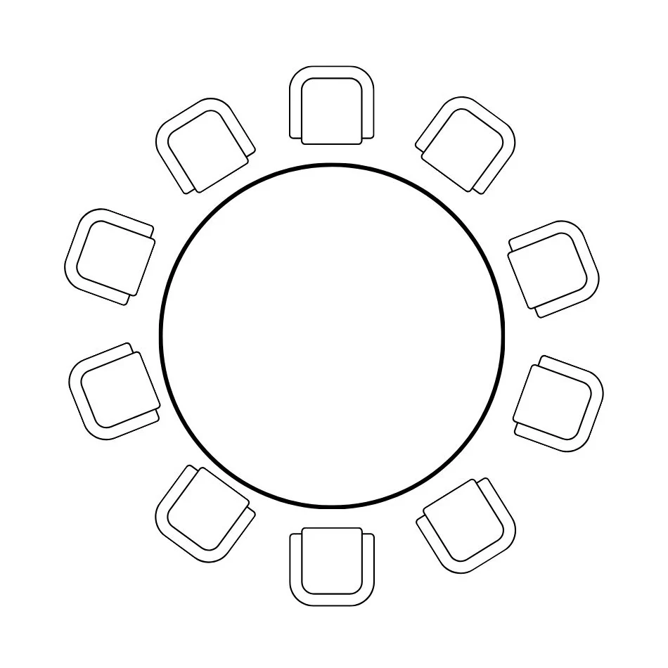 Circular table seating arrangements for a pop-up marquee