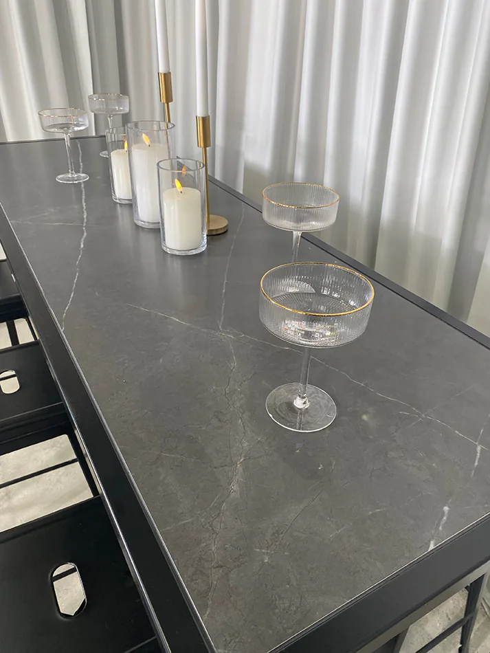 Top view of our black rectangular tapas table