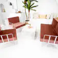 White Rectangular Coffee Table Hired with a lounge setting