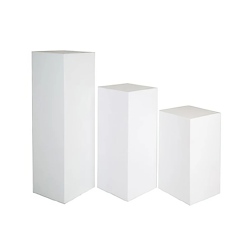 White Square Timber Plinths Hire - Set Of 3