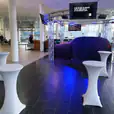 Our white lycra socks being used in a car dealership