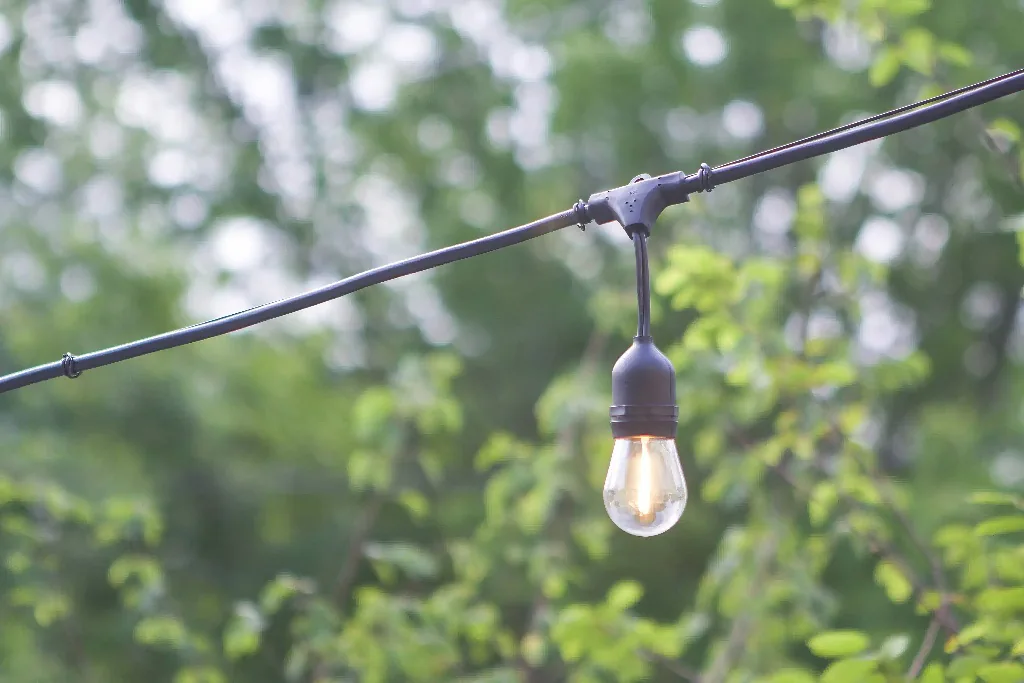 A Festoon light after being setup