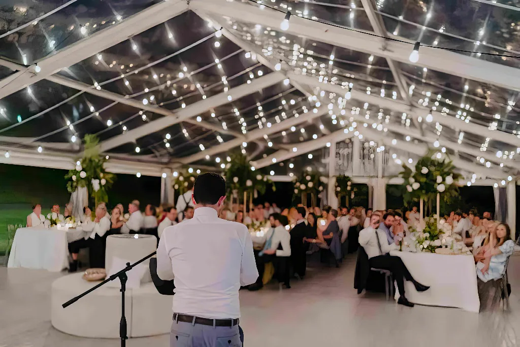 Marquee with layered lighting setup