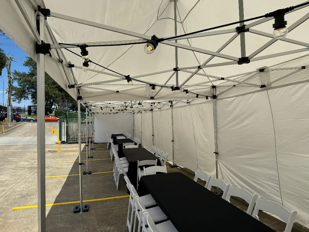 Marquee fully set up for an event