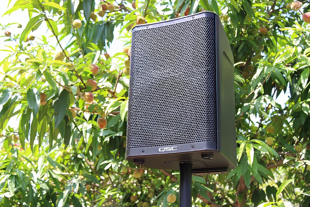 Audio equipment set up for an outdoor event