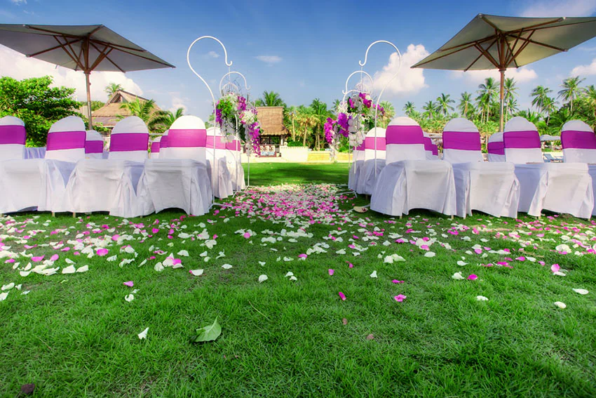 Outdoor wedding reception setup