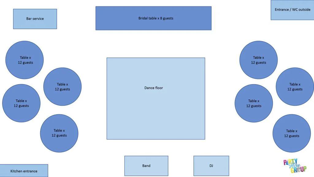 Example event floor plan with audio positioning
