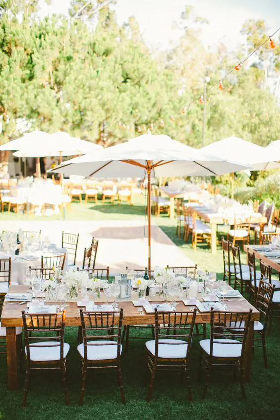 Outdoor wedding seating with shade