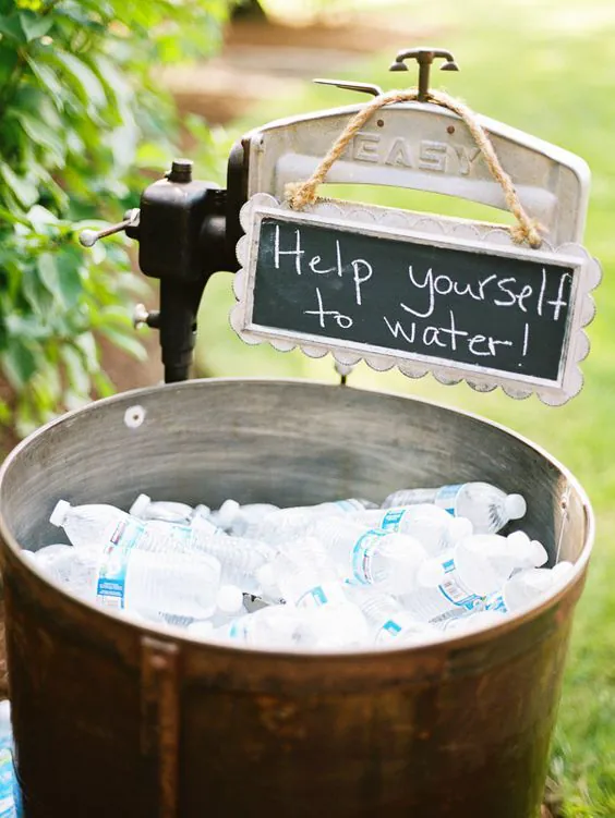 Self-serve water station at wedding