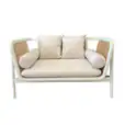 White Rattan 2 Seater Sofa