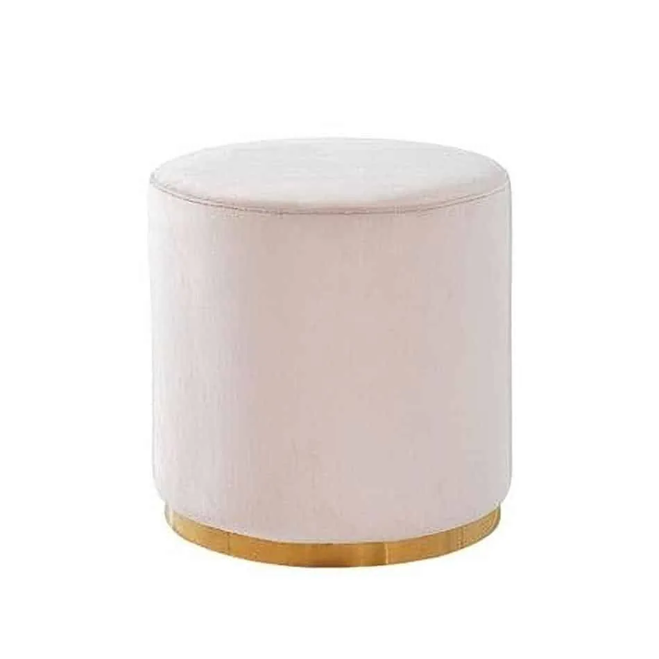 White Velvet Ottoman Stool