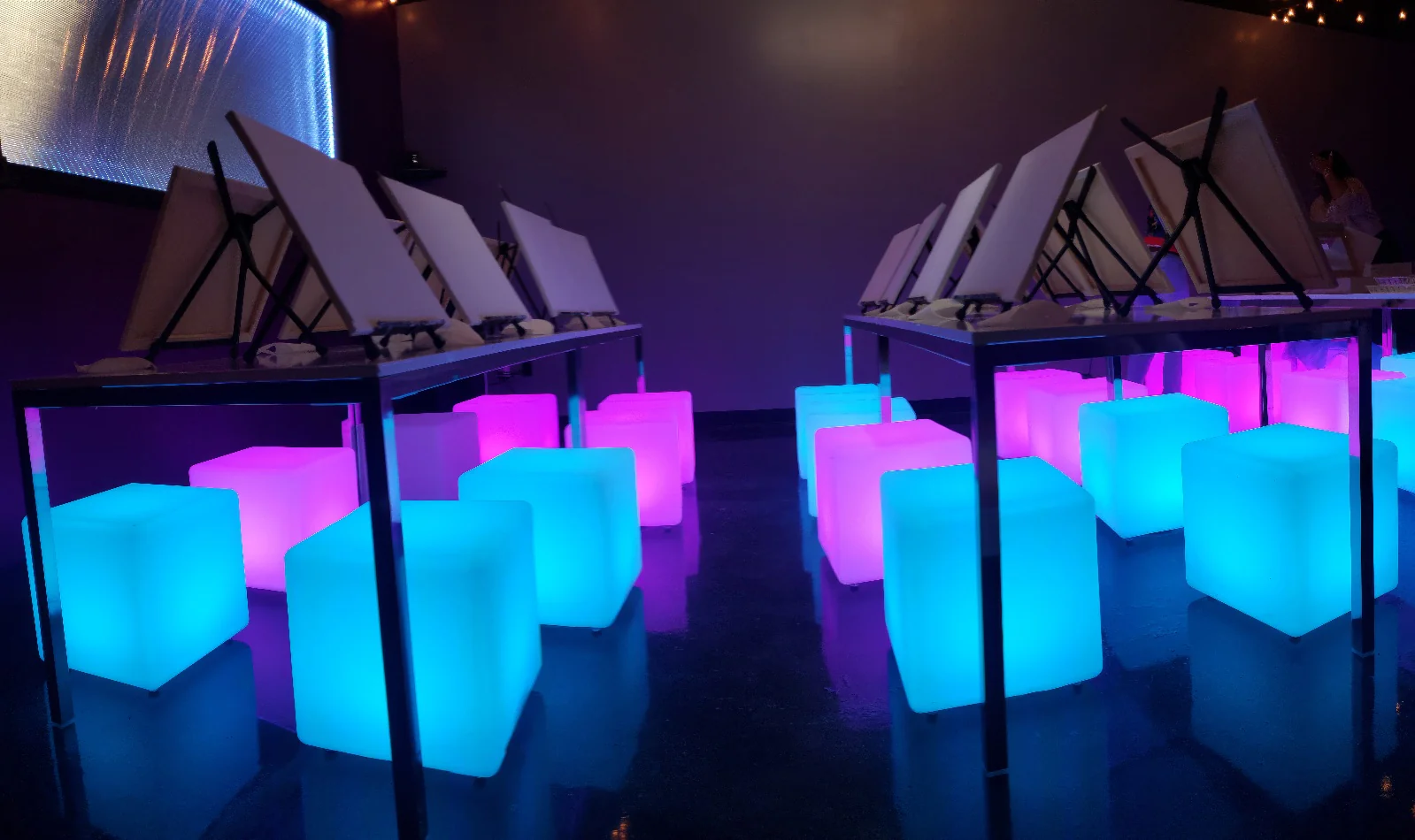 A collection of glow cubes and a party