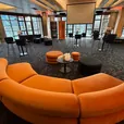 Black velvet Apollo curved lounges arranged for a Sydney event