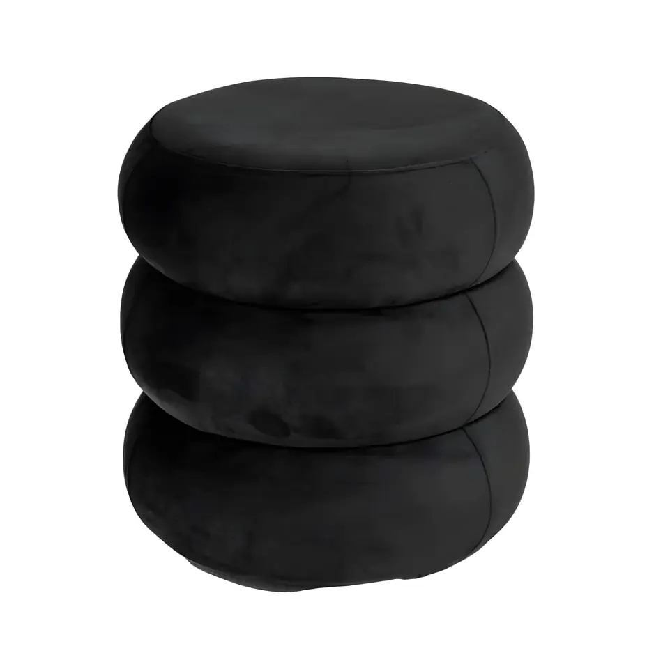 Apollo Ottoman Black Velvet Small