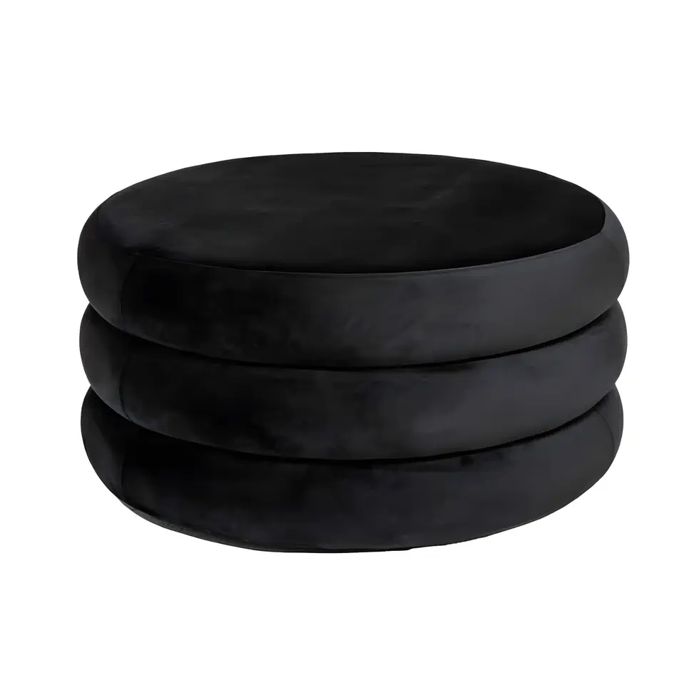 Apollo Ottoman Black Velvet Large