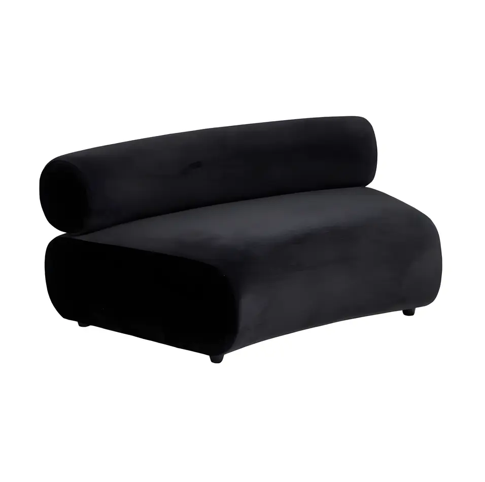 Apollo Single Curved Lounge Black Velvet