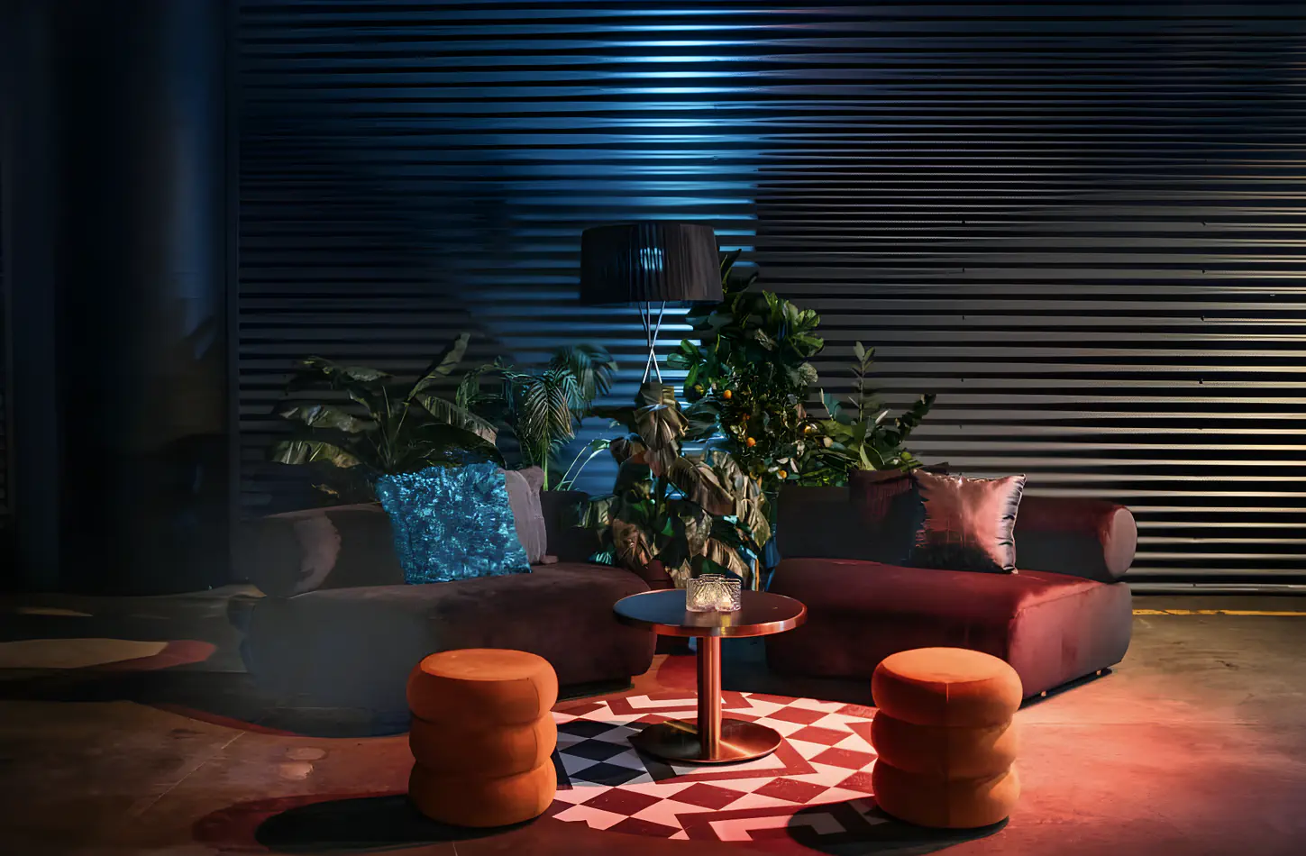 Apollo black velvet curved lounge alternate configuration