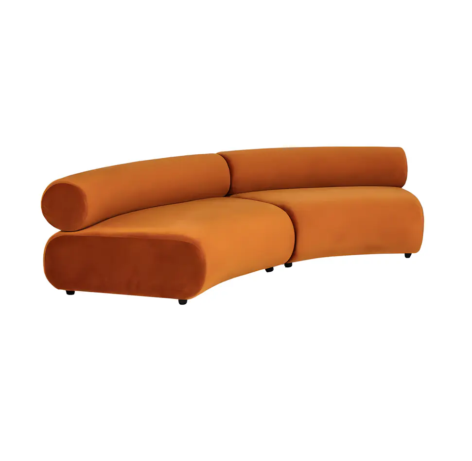 Apollo sienna orange curved lounge sections combined into a semi circle