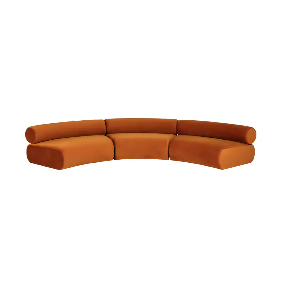 Apollo sienna orange curved lounge alternate configuration