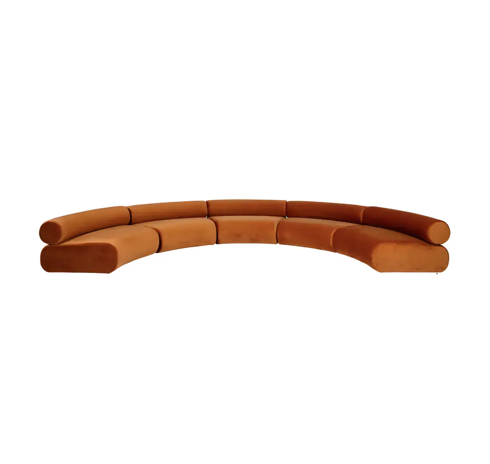 Apollo sienna orange curved lounge detail view