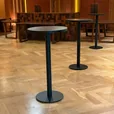 Black Atlas bar table with black round top and black metal frame