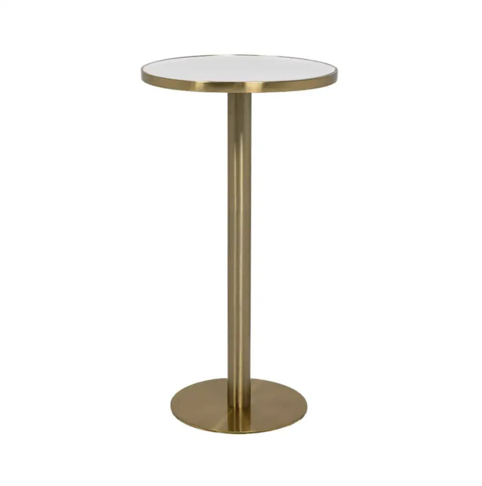 Atlas Bar Table Gold Frame with White Top