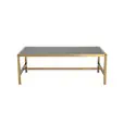 Atlas rectangular coffee table with gold frame and black top at a corporate lounge event